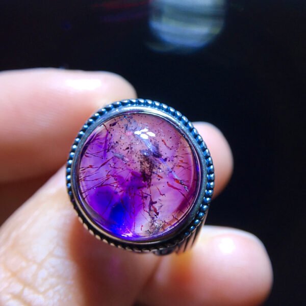 wsxc1699112991502_6 Natural Purple Hair Crystal Purple Super Seven Ring, Specification: 13.5/13.2mm0411238778