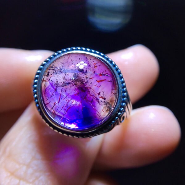 wsxc1699112991502_7 Natural Purple Hair Crystal Purple Super Seven Ring, Specification: 13.5/13.2mm0411238778