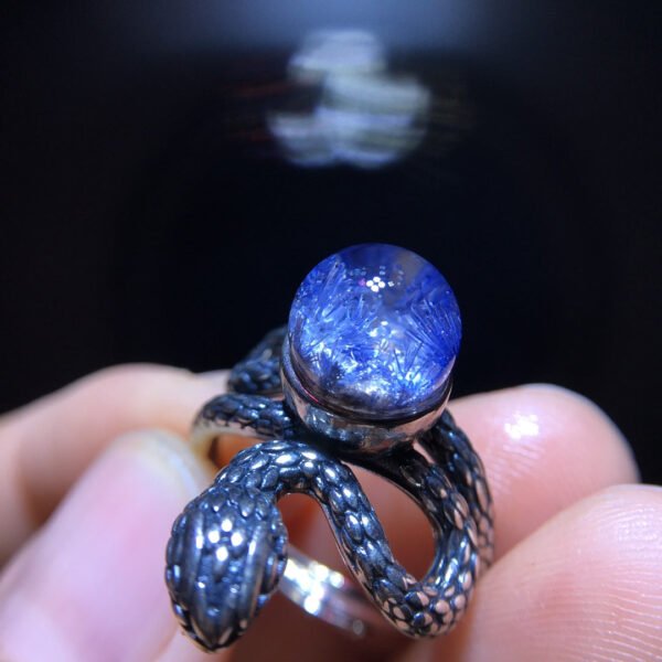 wsxc1699214721372_2 Natural blue hair crystal, blue line stone, round bead, single bead, treasure bowl snake 🐍 Ring, opening size 9mm0511298149