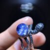wsxc1699214721372_3 Natural blue hair crystal, blue line stone, round bead, single bead, treasure bowl snake 🐍 Ring, opening size 9mm0511298149