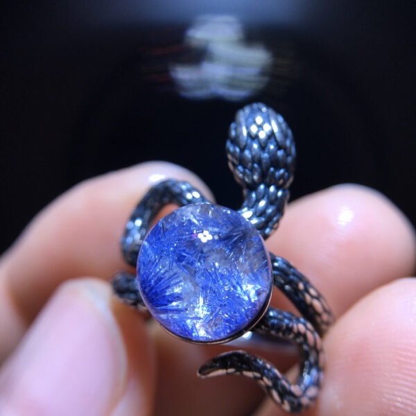 wsxc1699214721372_4 Natural blue hair crystal, blue line stone, round bead, single bead, treasure bowl snake 🐍 Ring, opening size 9mm0511298149