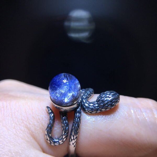 wsxc1699214721372_5 Natural blue hair crystal, blue line stone, round bead, single bead, treasure bowl snake 🐍 Ring, opening size 9mm0511298149
