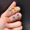 Pure Natural Burnless Papalacha Pink Blue Treasure Earrings, Size 4 * 6mm1110599846