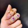 Pure Natural Burnless Papalacha Pink Blue Treasure Earrings, Size 4 * 6mm1110599846