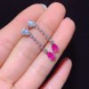 Pure Natural Burnless Papalacha Pink Blue Treasure Earrings, Size 4 * 6mm1110399521