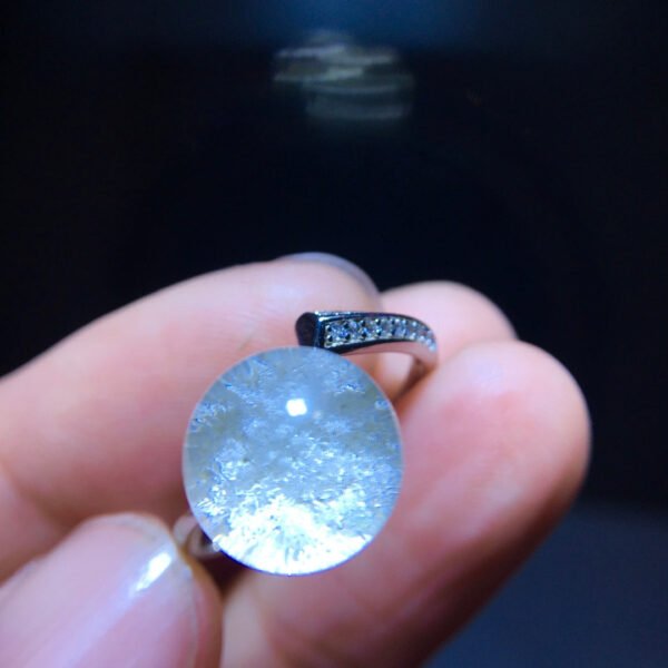 Natural White Ghost Treasure Bowl Ring, Size: 11mm1111188466
