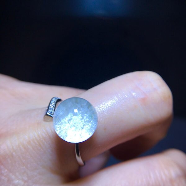 Natural White Ghost Treasure Bowl Ring, Size: 11mm1111188466