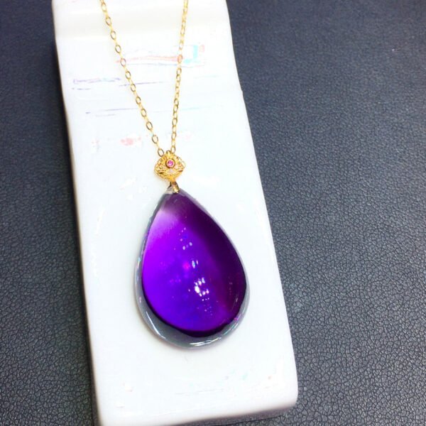 wsxc1699807366053_0 Natural Uruguayan amethyst water drop 18k gold pendant, size: 25.5/17mm1111398466