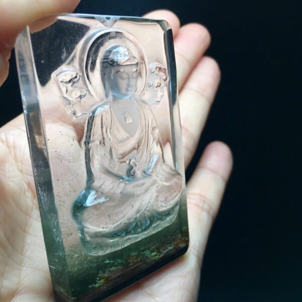 Natural Green Ghost Thousand Layer Silent Buddha Pendant, with a size of 65.6/40/15.7 millimeters and a weight of 77.05 grams1111568992