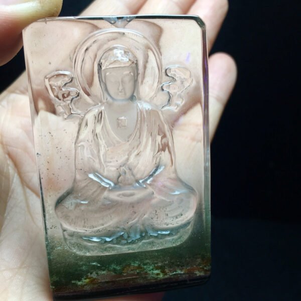 Natural Green Ghost Thousand Layer Silent Buddha Pendant, with a size of 65.6/40/15.7 millimeters and a weight of 77.05 grams1111568992