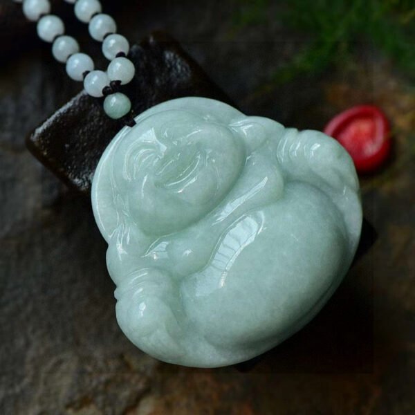 Natural A-grade Jade Maitreya Buddha Pendant, Size: 56.1/51.3/13.8mm1112159664