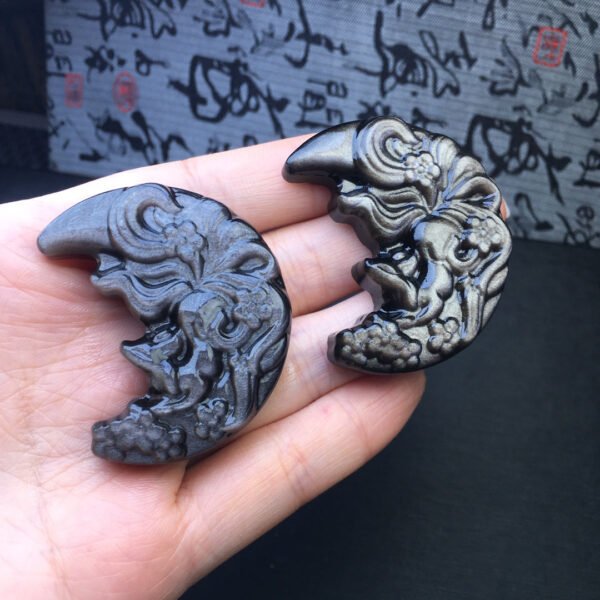 wsxc1699907852328_2 Silver Shining Stone Moon Fox Pendant 💕 Specification 45mm ✨1113018144
