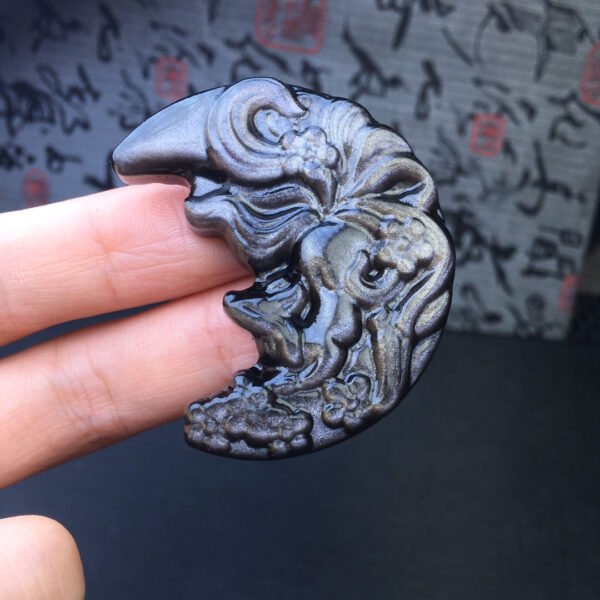 wsxc1699907852328_4 Silver Shining Stone Moon Fox Pendant 💕 Specification 45mm ✨1113018144