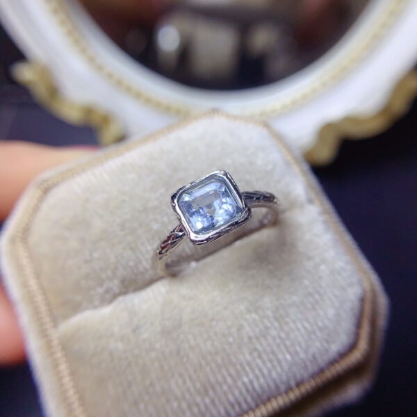 wsxc1699968612835_0 Pure Natural Sea Blue Treasure Ring, Size 6mm Square1114280199