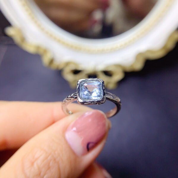 wsxc1699968612835_3 Pure Natural Sea Blue Treasure Ring, Size 6mm Square1114280199