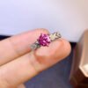 Classic Pink Mosang Diamond Ring, Main Stone 1 Carat, Round 6.5mm1115199866