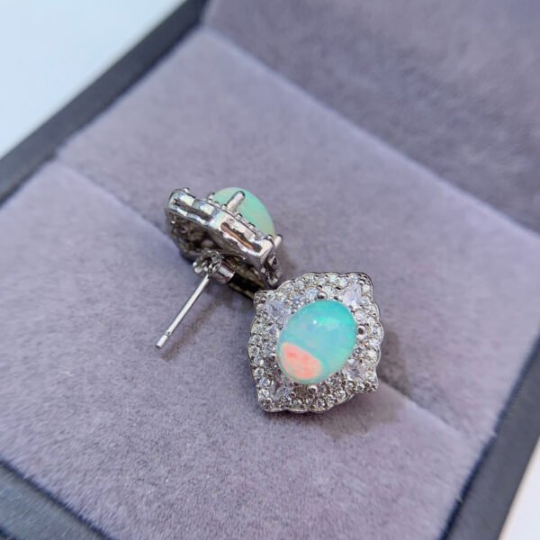 wsxc1700076461750_5 Pure natural dazzling white opal earrings, with a main stone size of 6 * 8mm1115140233