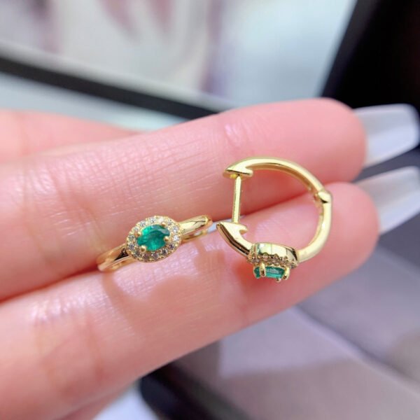 wsxc1700076638475_1 Pure natural Columbia emerald earrings, main stone size 3 * 4mm1115130244
