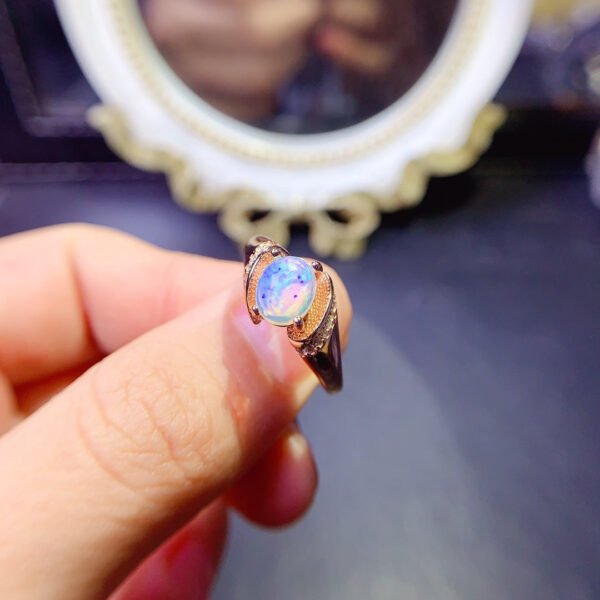 wsxc1700247179535_0 Pure Natural Colorful White Opal Ring, Main Stone Size 6 * 8mm1117110366