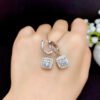 Classic Mosang Diamond Earrings, with a main stone of 50 points per piece and a circle of 5mm1118120433