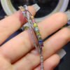 Natural Sri Lankan unburned colored sapphire bracelet, with a main stone size of 3mm round1118425166